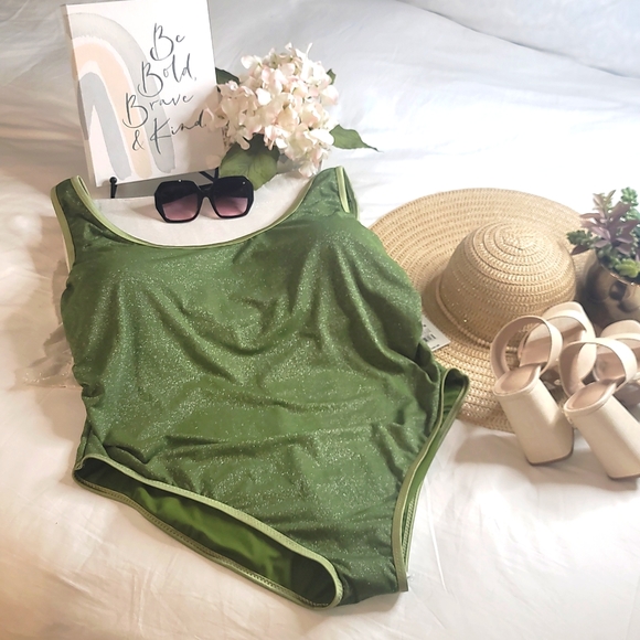 Fe Noel Target X Women's size M Metallic High Leg Cheeky 1 Piece Swimsui… - Picture 14 of 14